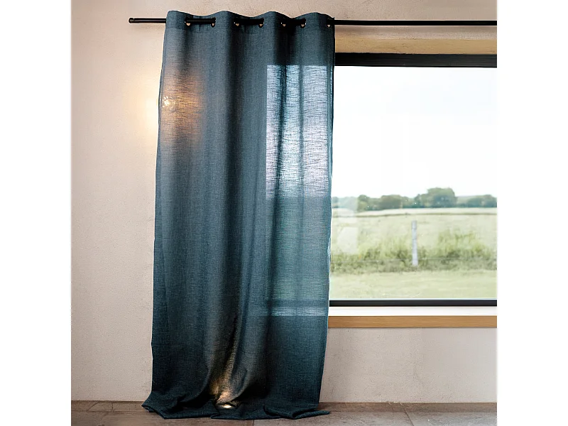Cortina lisa de lino con ojales 140 x 260 cm