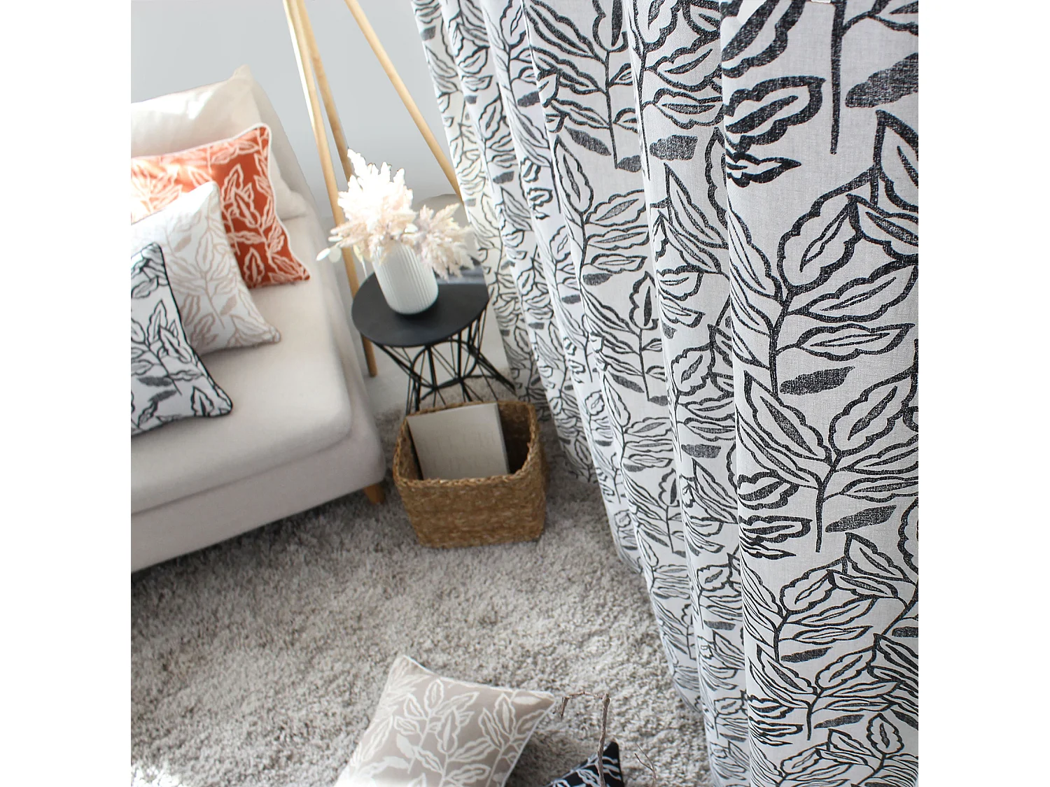 Gardine mit Ösen aus recycelter Baumwolle Chambray 140 x 240 cm