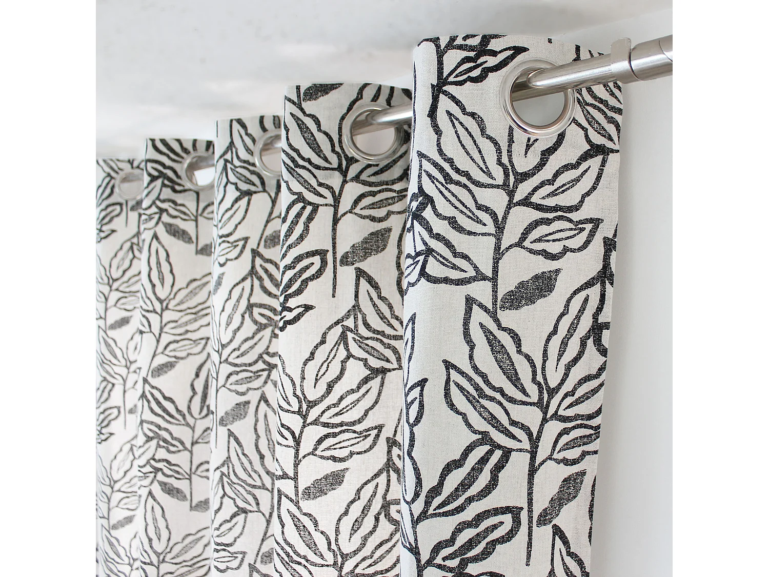 Gardine mit Ösen aus recycelter Baumwolle Chambray 140 x 240 cm