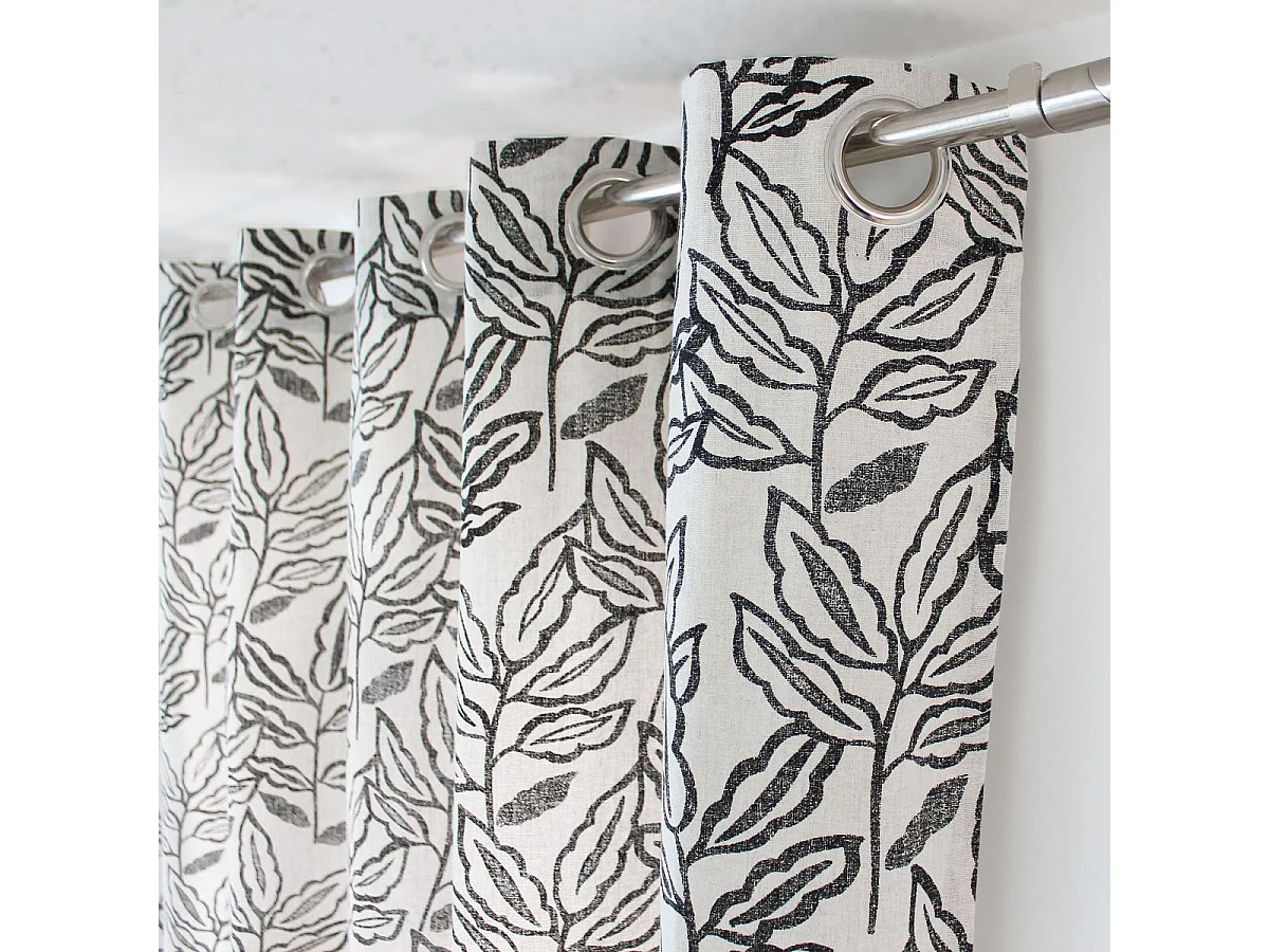 Gardine mit Ösen aus recycelter Baumwolle Chambray 140 x 240 cm