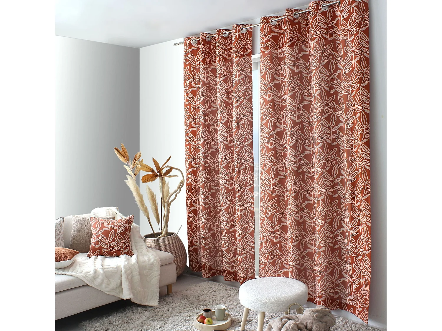 Cortina con ojales de algodón reciclado Chambray 140 x 240 cm