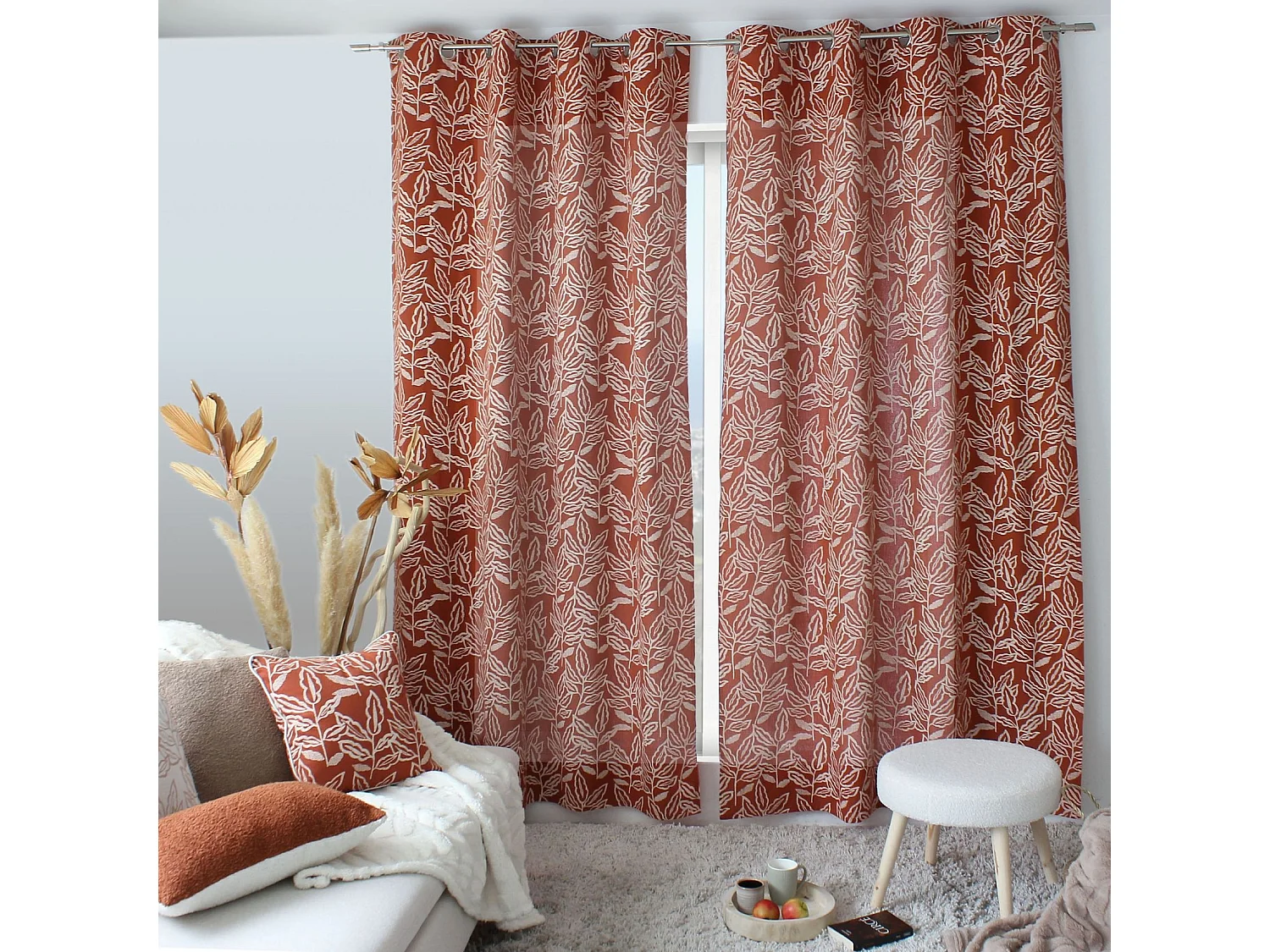 Cortina con ojales de algodón reciclado Chambray 140 x 240 cm