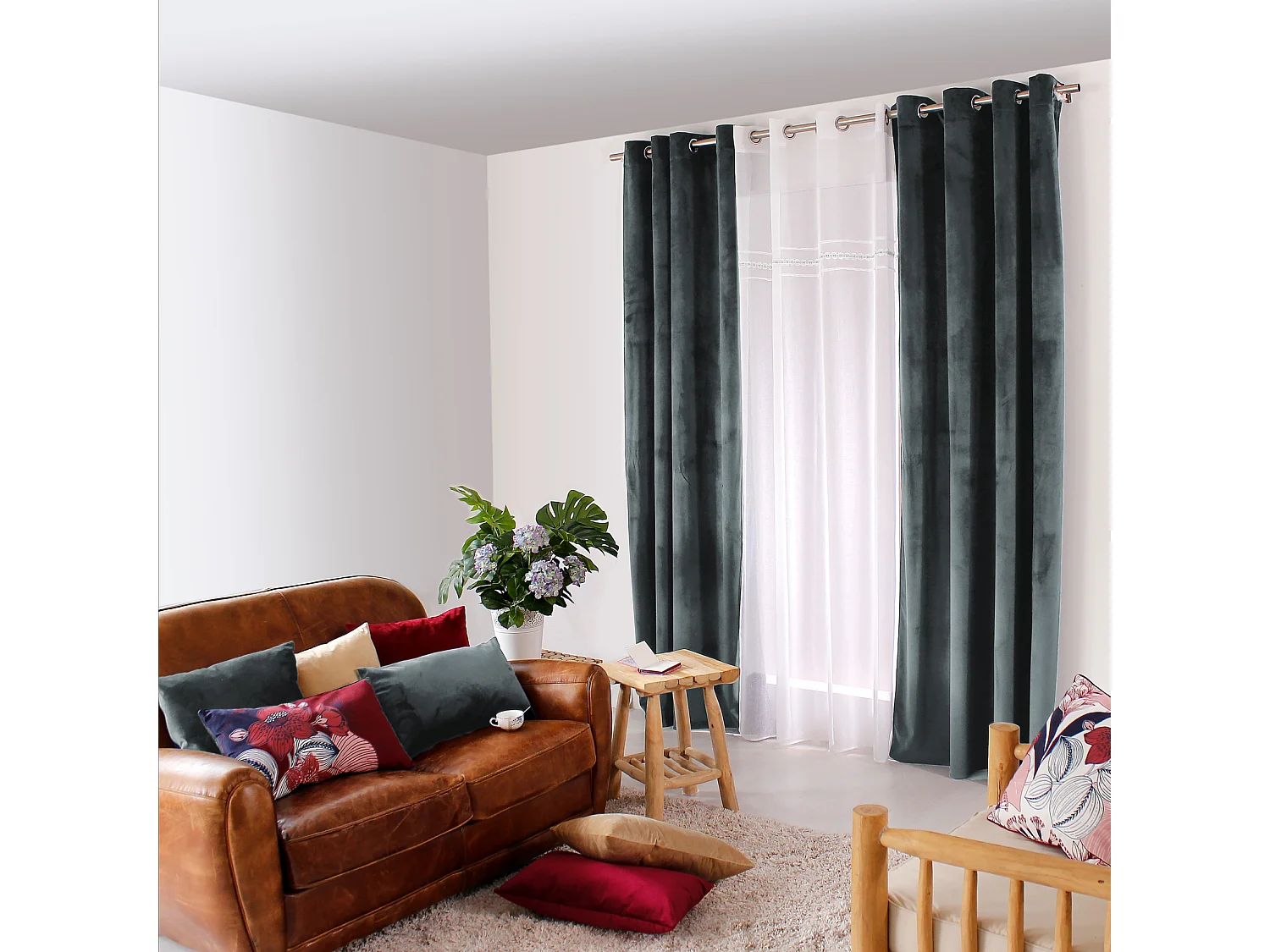 Cortina de decoración lisa y de terciopelo 140 x 240 cm