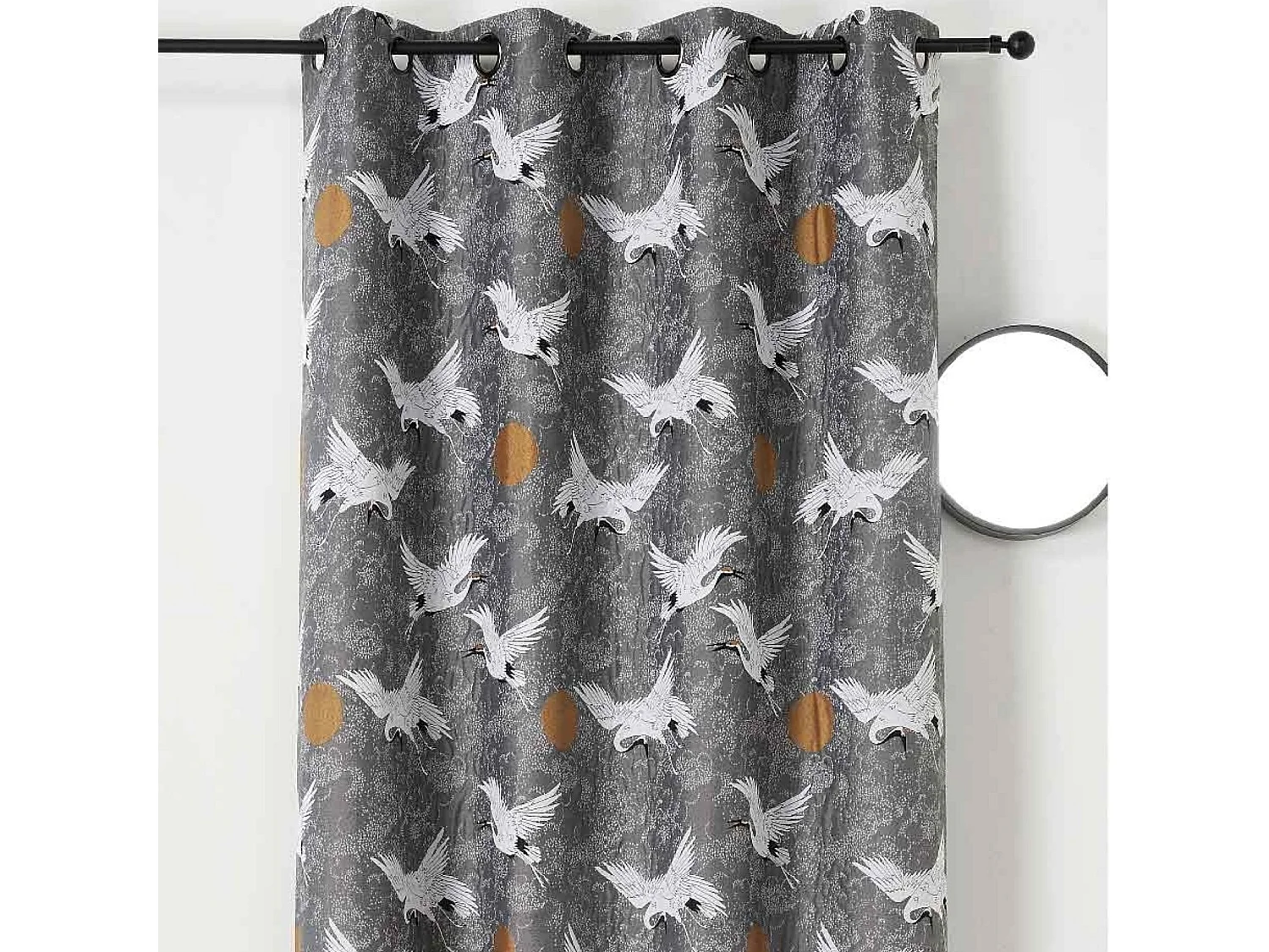 Rideau jacquard imprimé de grues japonaises