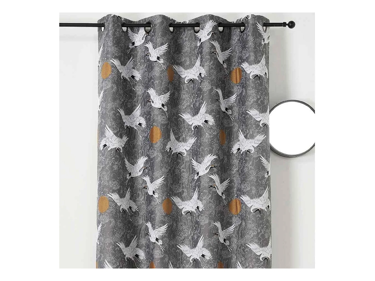 Rideau jacquard imprimé de grues japonaises