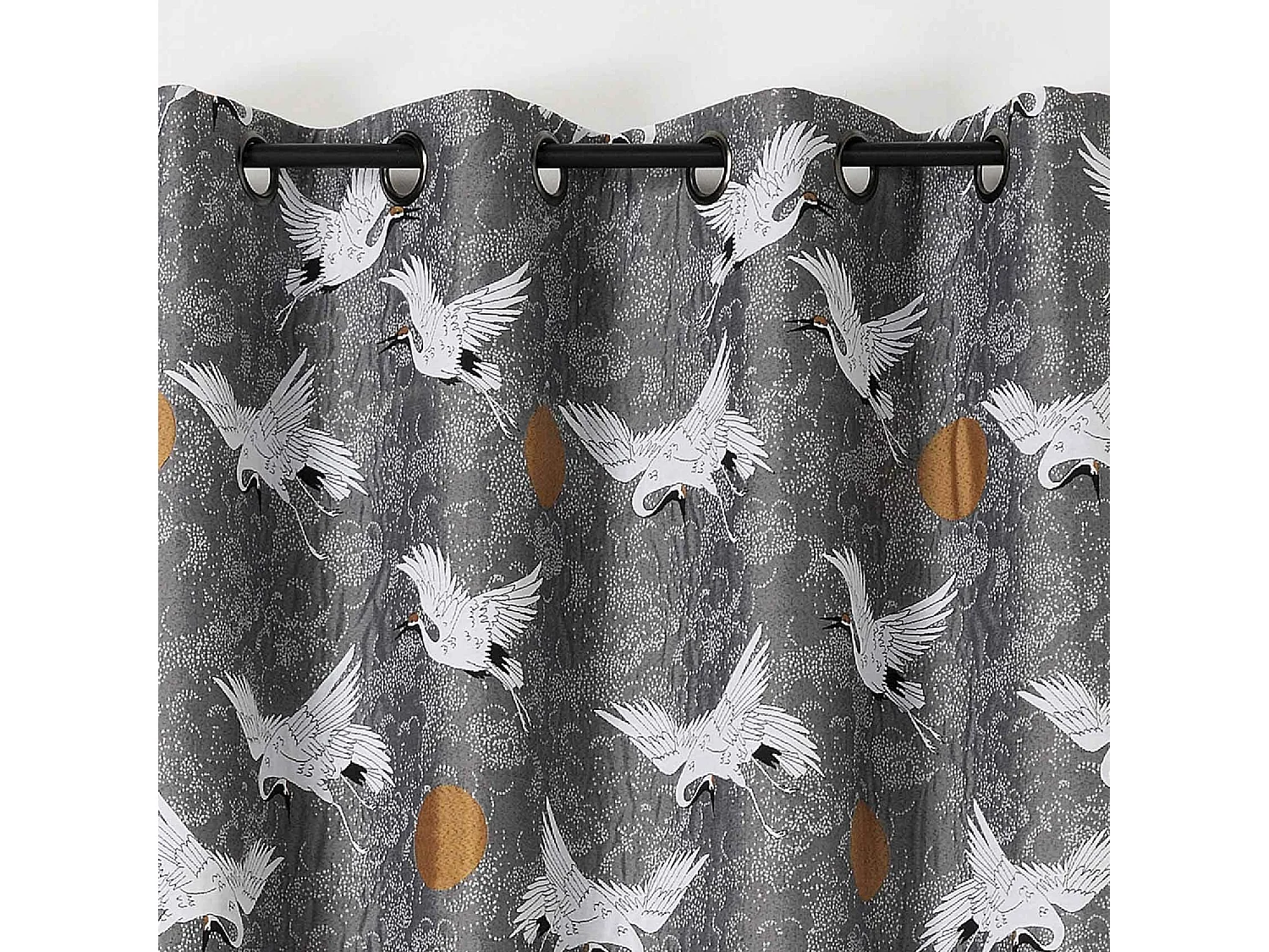 Rideau jacquard imprimé de grues japonaises