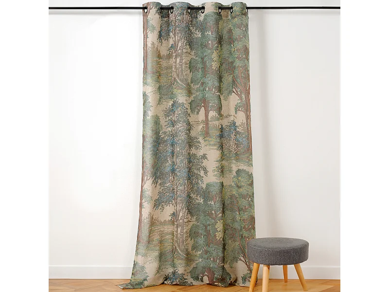Visillo con ojales con diseño de bosque 150 x 250 cm