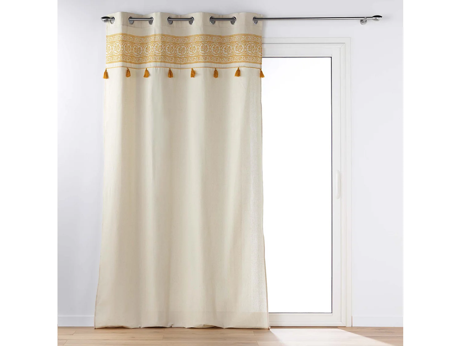 Gebundener Polycotton-Gardine mit Ösen 140 x 240 cm