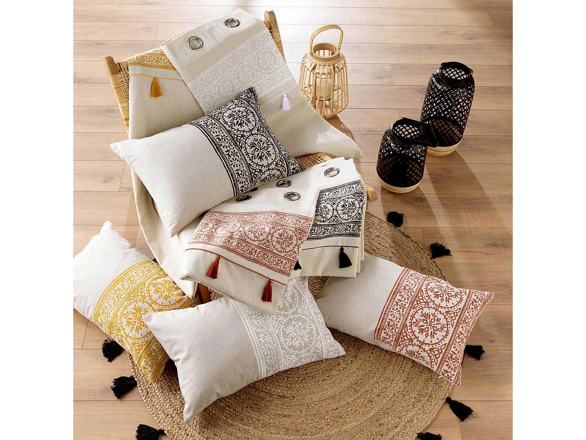 Gebundener Polycotton-Gardine mit Ösen 140 x 240 cm