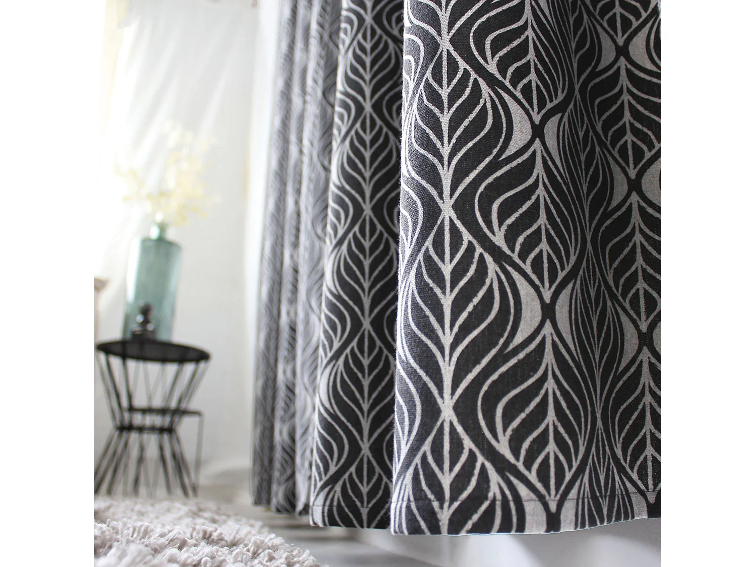 Cortina con ojales hoja de palma 140 x 240 cm