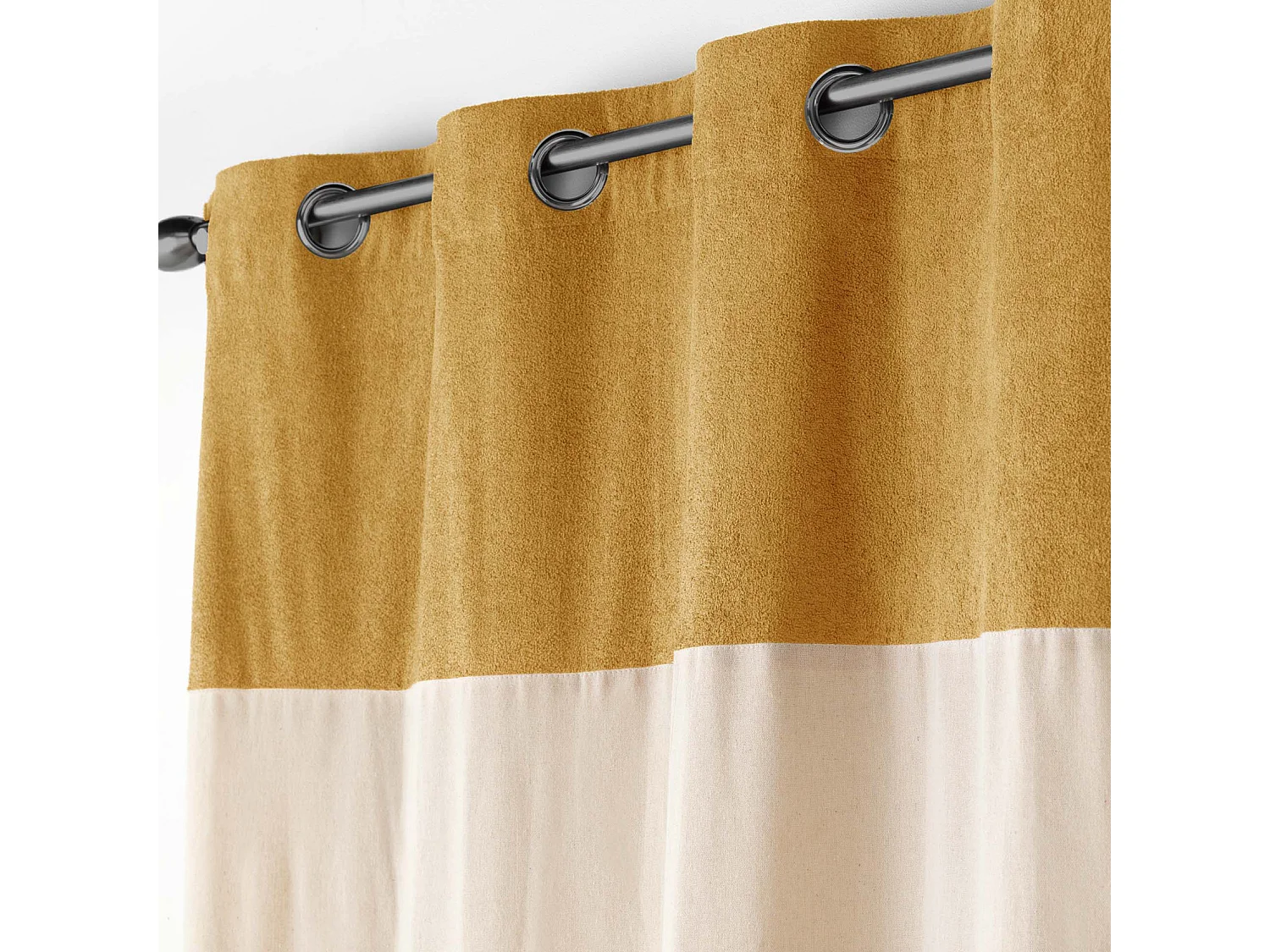 Rideau à Œillets Bouclette "Tessa" 140x240cm Ocre