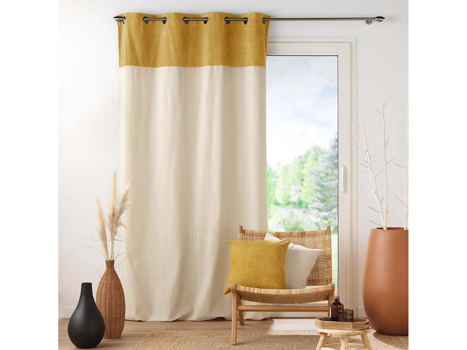 Rideau à Œillets Bouclette "Tessa" 140x240cm Ocre