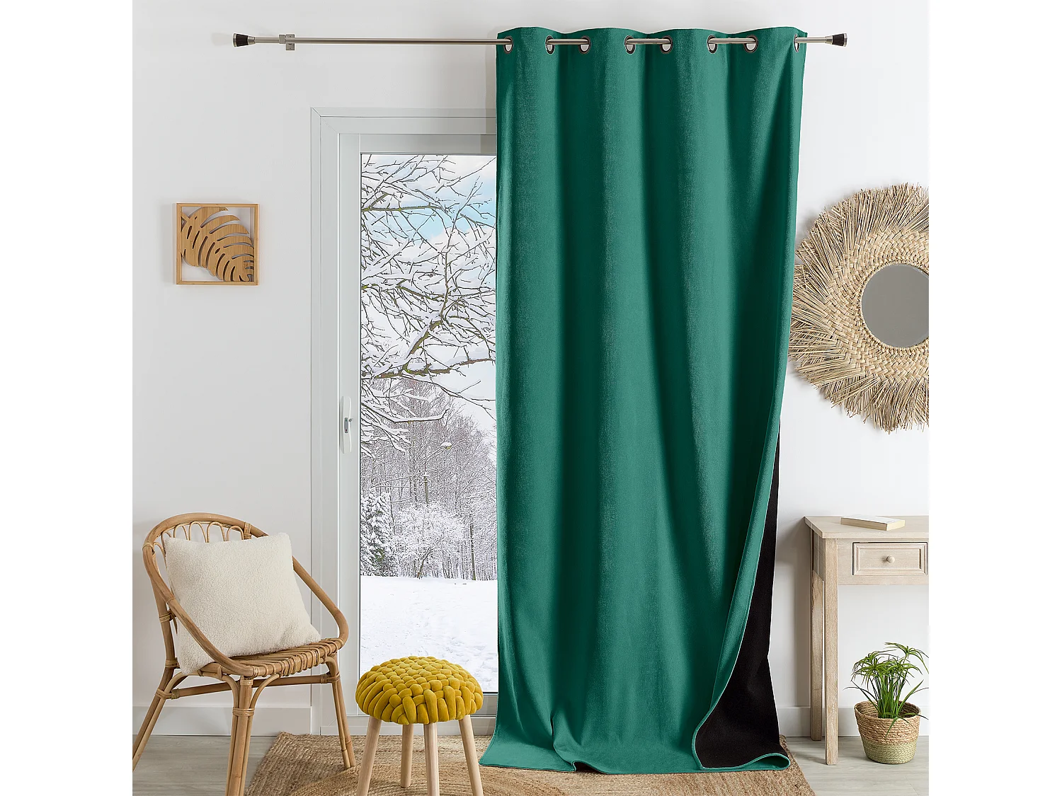 Cortina opaca, acústica y térmica de color liso KONFOR