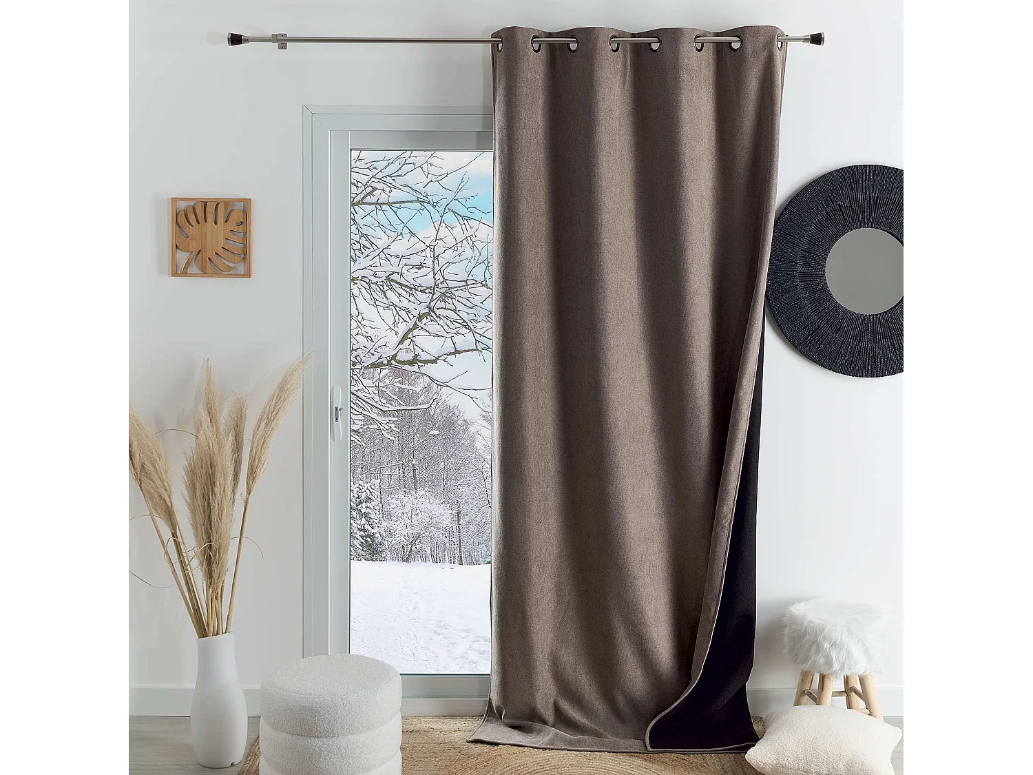 Cortina opaca, acústica y térmica de color liso KONFOR