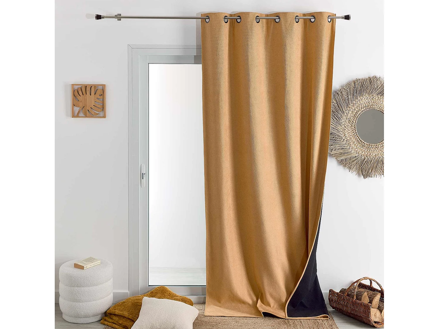 Cortina opaca, acústica y térmica de color liso KONFOR