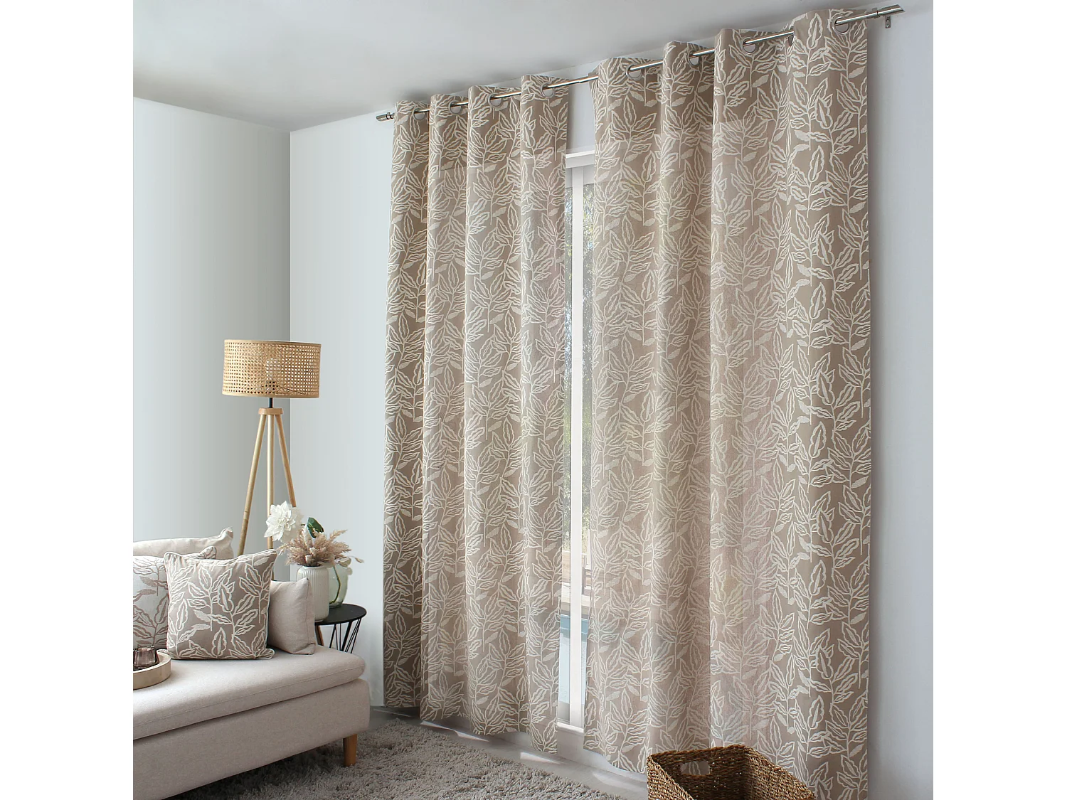 Cortina con ojales de algodón reciclado Chambray 140 x 240 cm