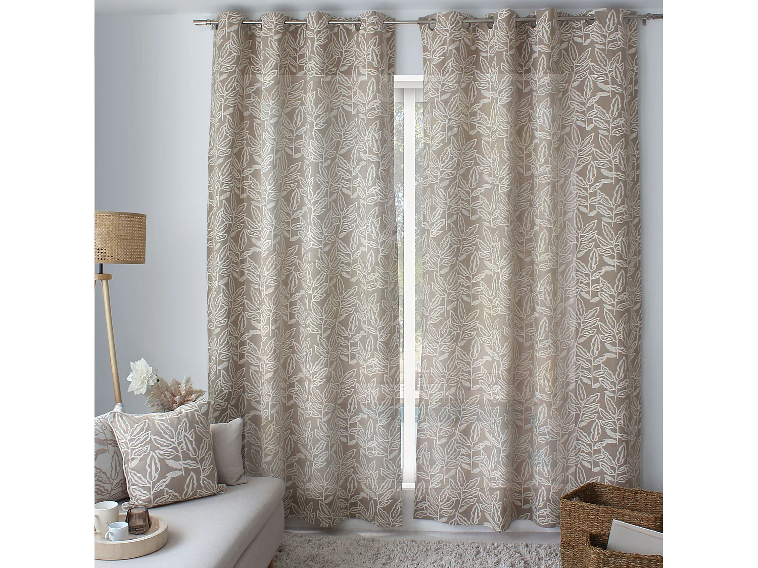 Cortina con ojales de algodón reciclado Chambray 140 x 240 cm