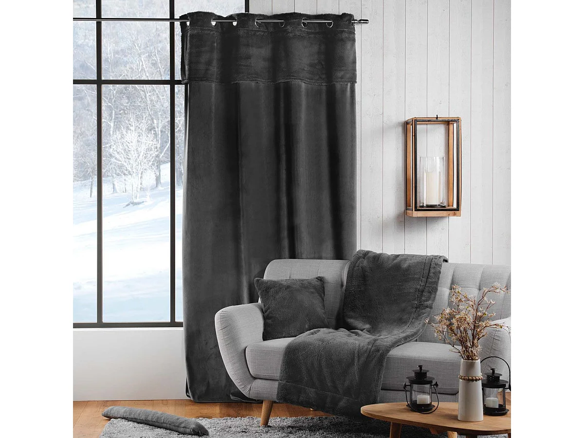 Rideau à Œillets Velours "Caresse" 140x240cm Anthracite