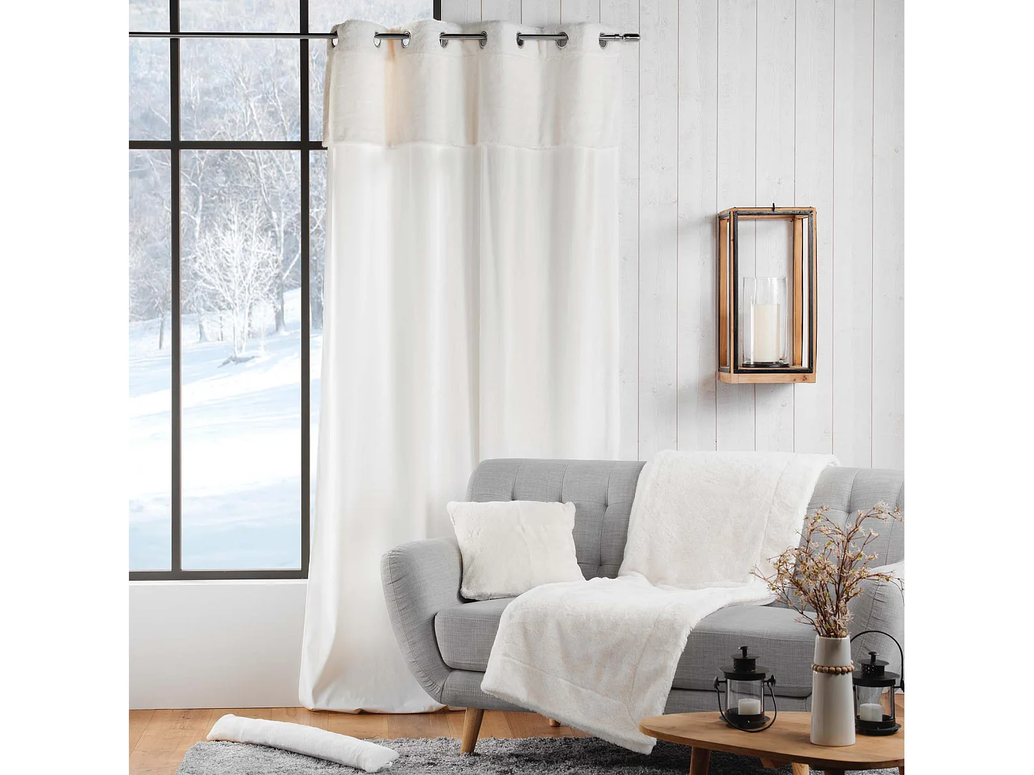 Cortina con ojales de imitación de piel 140 x 240 cm