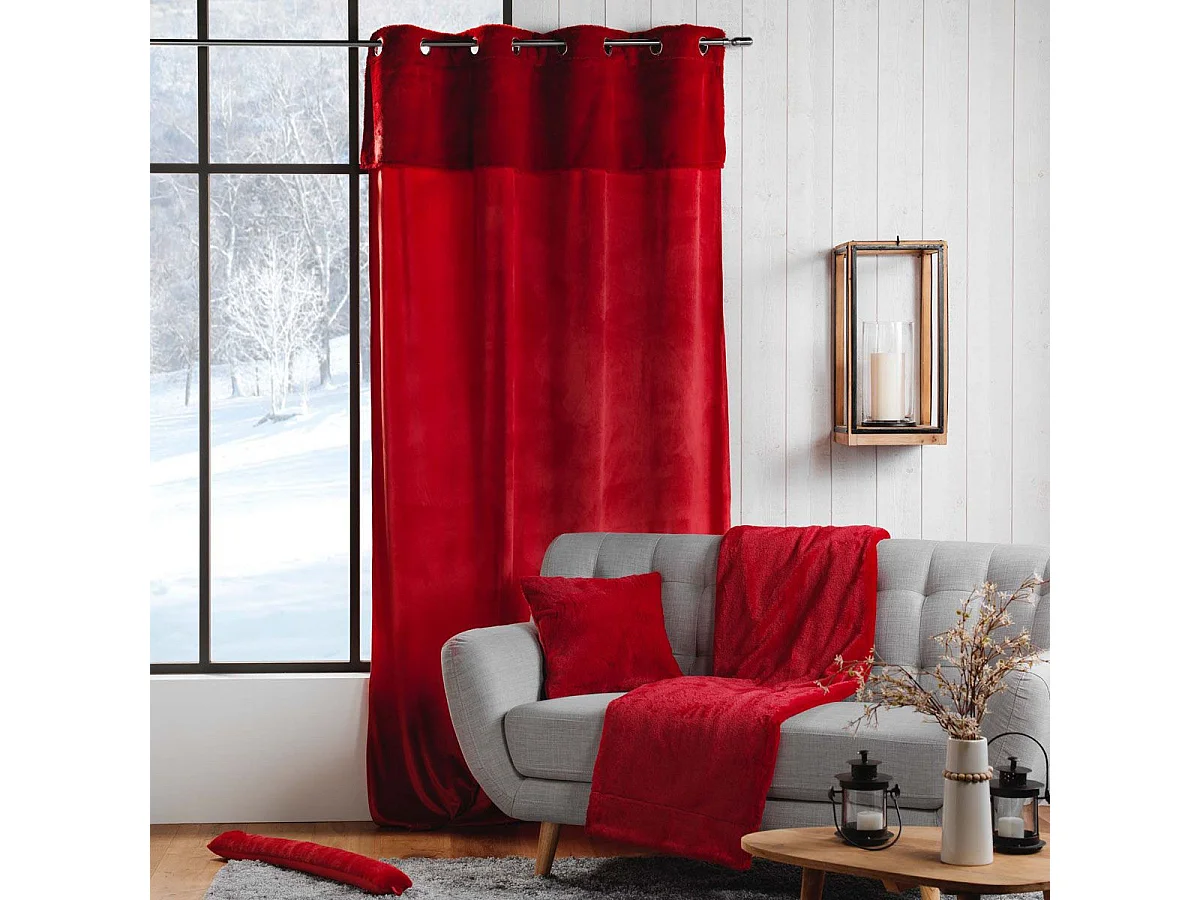 Rideau à Œillets Velours "Caresse" 140x240cm Rouge