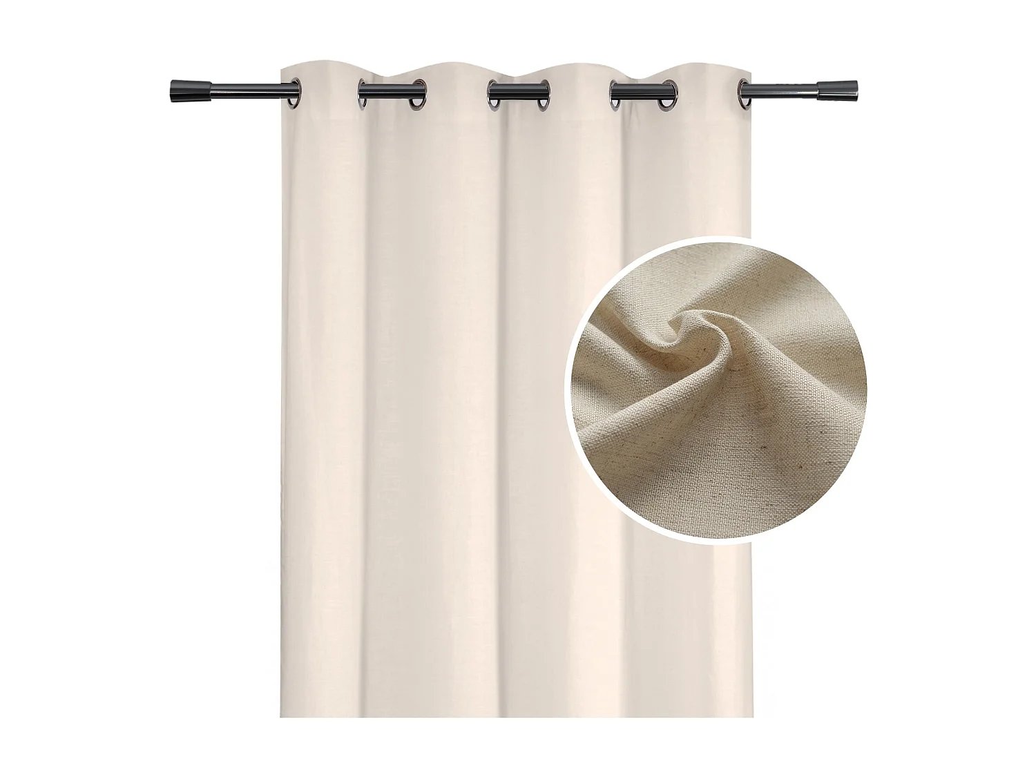 Cortina lisa de lino con ojales 140 x 260 cm