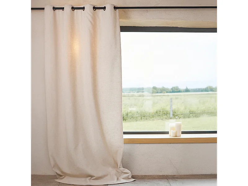 Cortina lisa de lino con ojales 140 x 260 cm