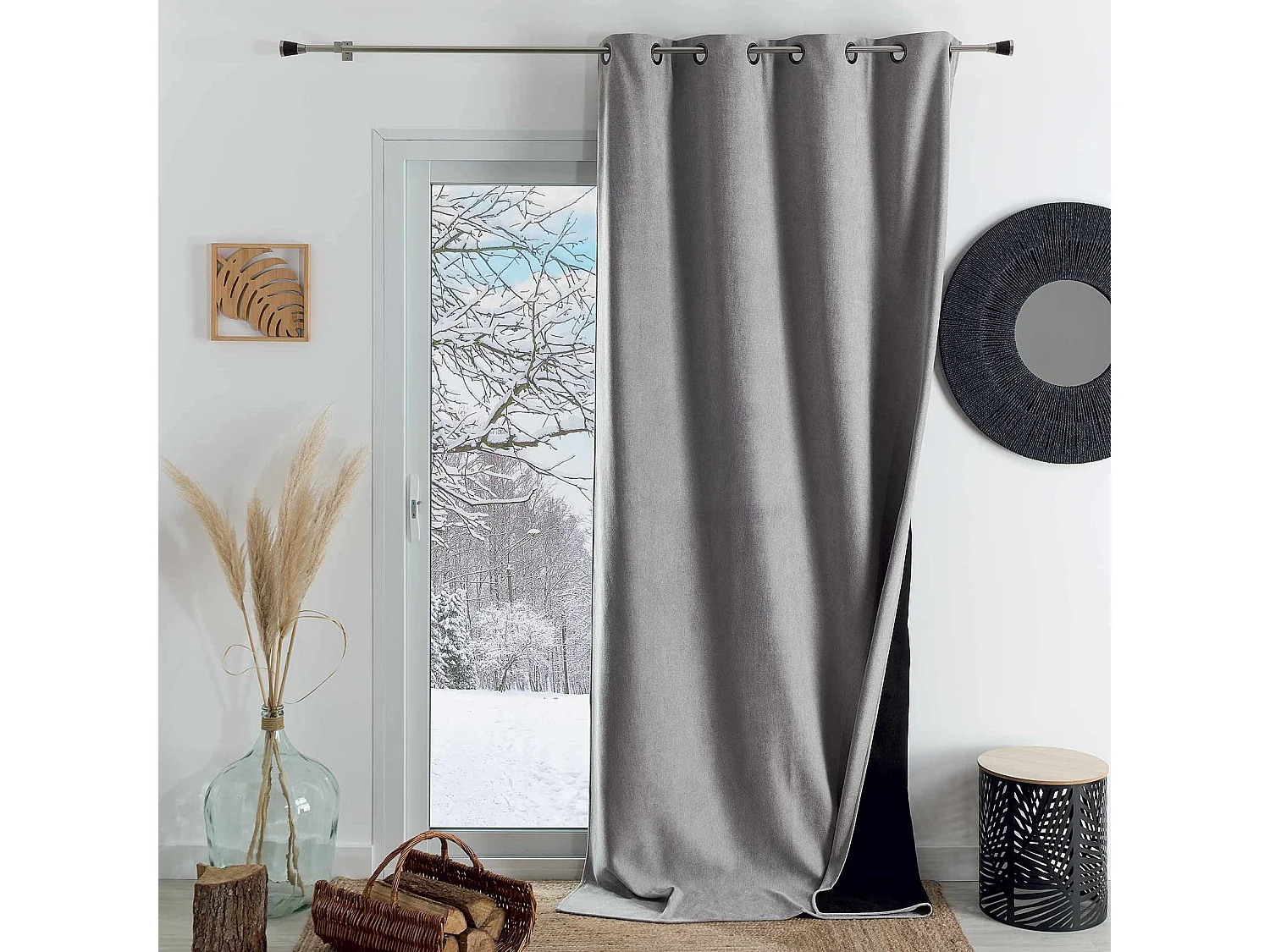 Cortina opaca, acústica y térmica de color liso KONFOR