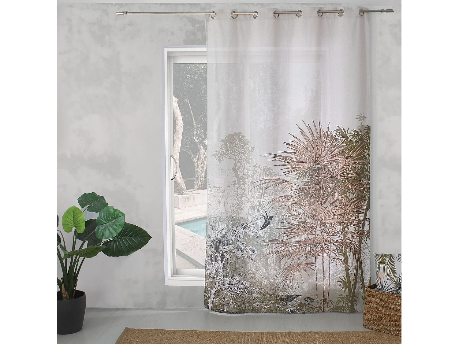Rideau Imprimé à Œillets "Palmeira" 140x240cm Multicolore