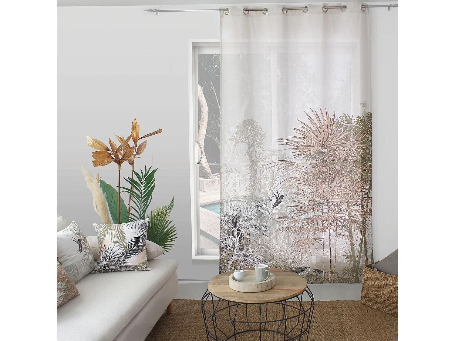 Rideau Imprimé à Œillets "Palmeira" 140x240cm Multicolore