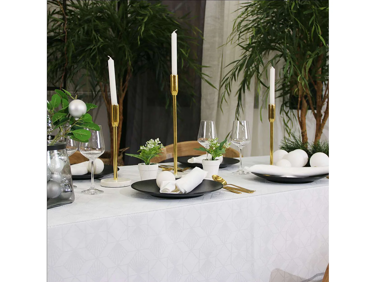 Mantel de Navidad rectangular bordado