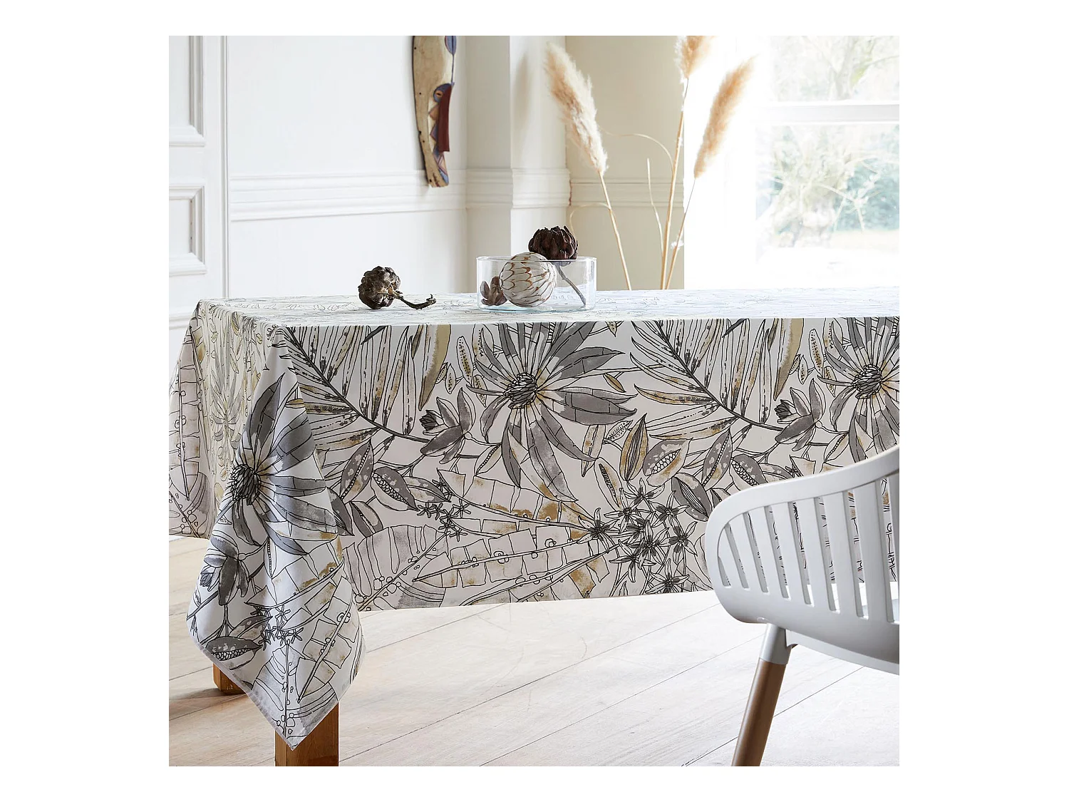 Nappe rectangulaire enduite florale