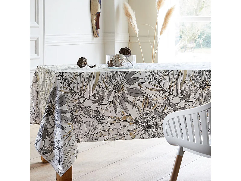 Rechteckige beschichtete Tischdecke mit Blumenmuster