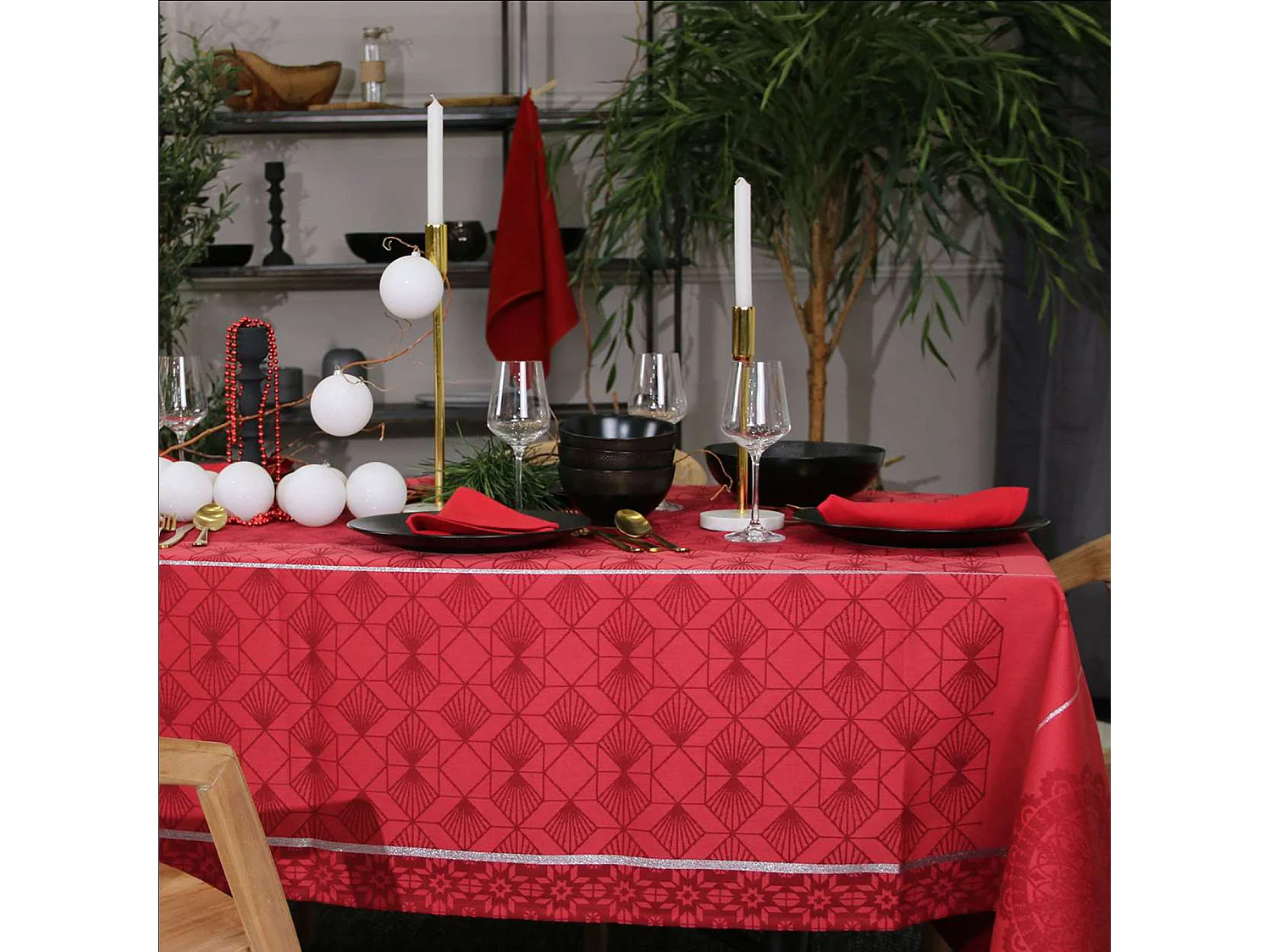 Mantel de Navidad rectangular bordado