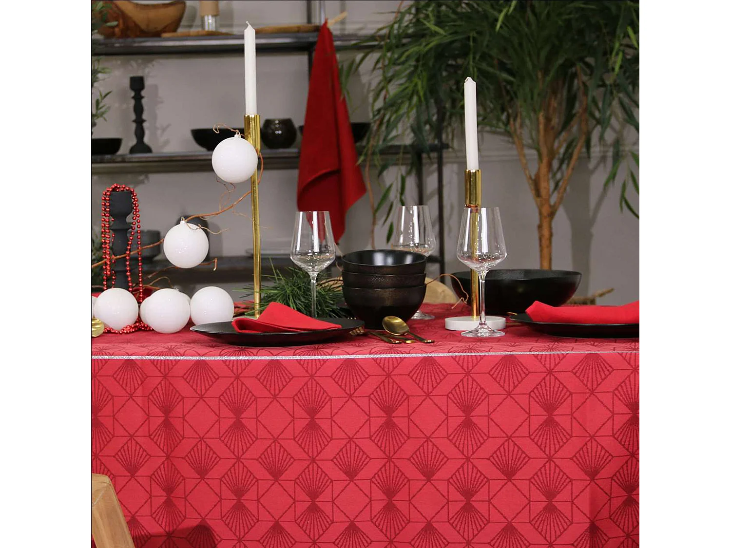 Mantel de Navidad rectangular bordado