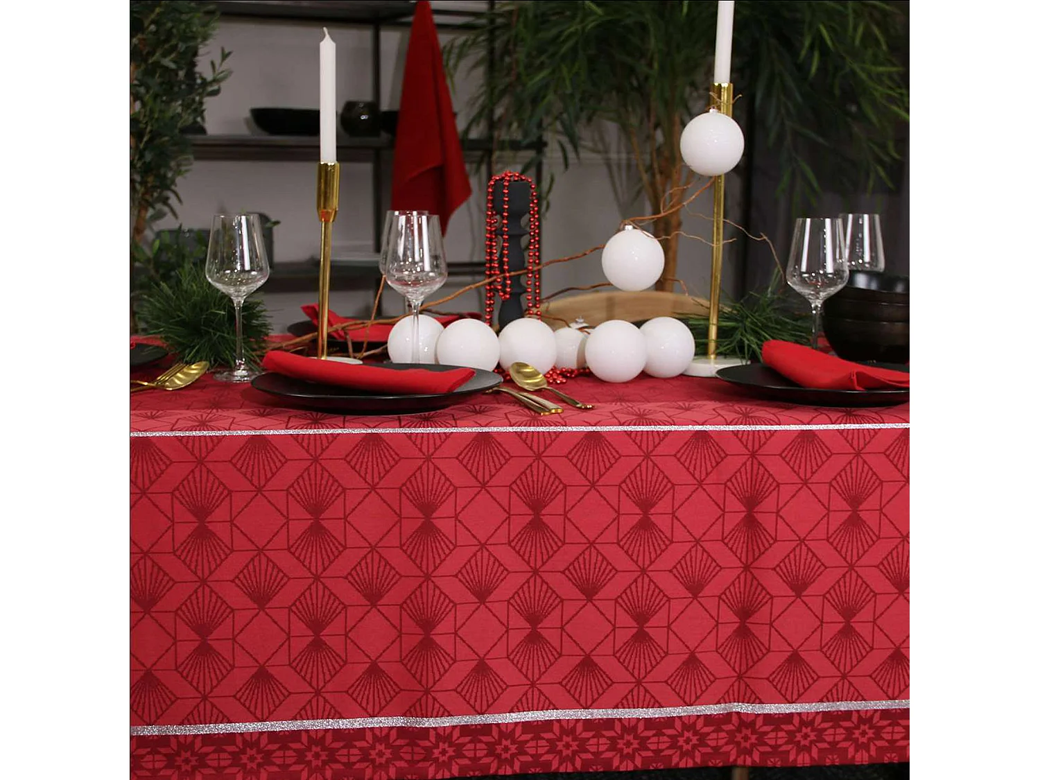 Mantel de Navidad rectangular bordado