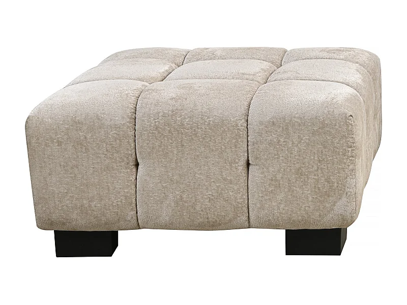 Pufe de veludo bege "Foch" - 84 x 84 x 43 cm - Confortável e elegante