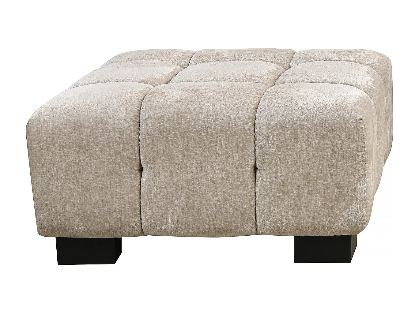 Pufe de veludo bege "Foch" - 84 x 84 x 43 cm - Confortável e elegante