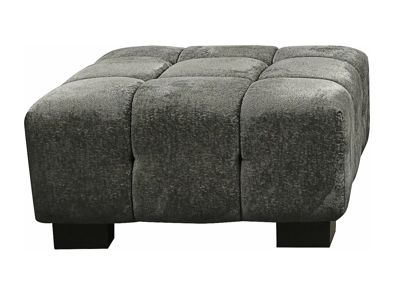 Pouf "Foch" in Velluto Grigio - 84 x 84 x 43 cm
