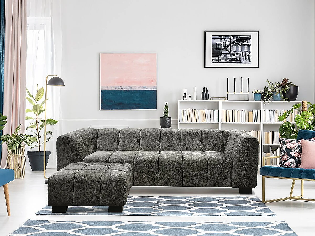 Hocker poef ottoman "Foch" - 84 x 84 x 43 cm - Grijs