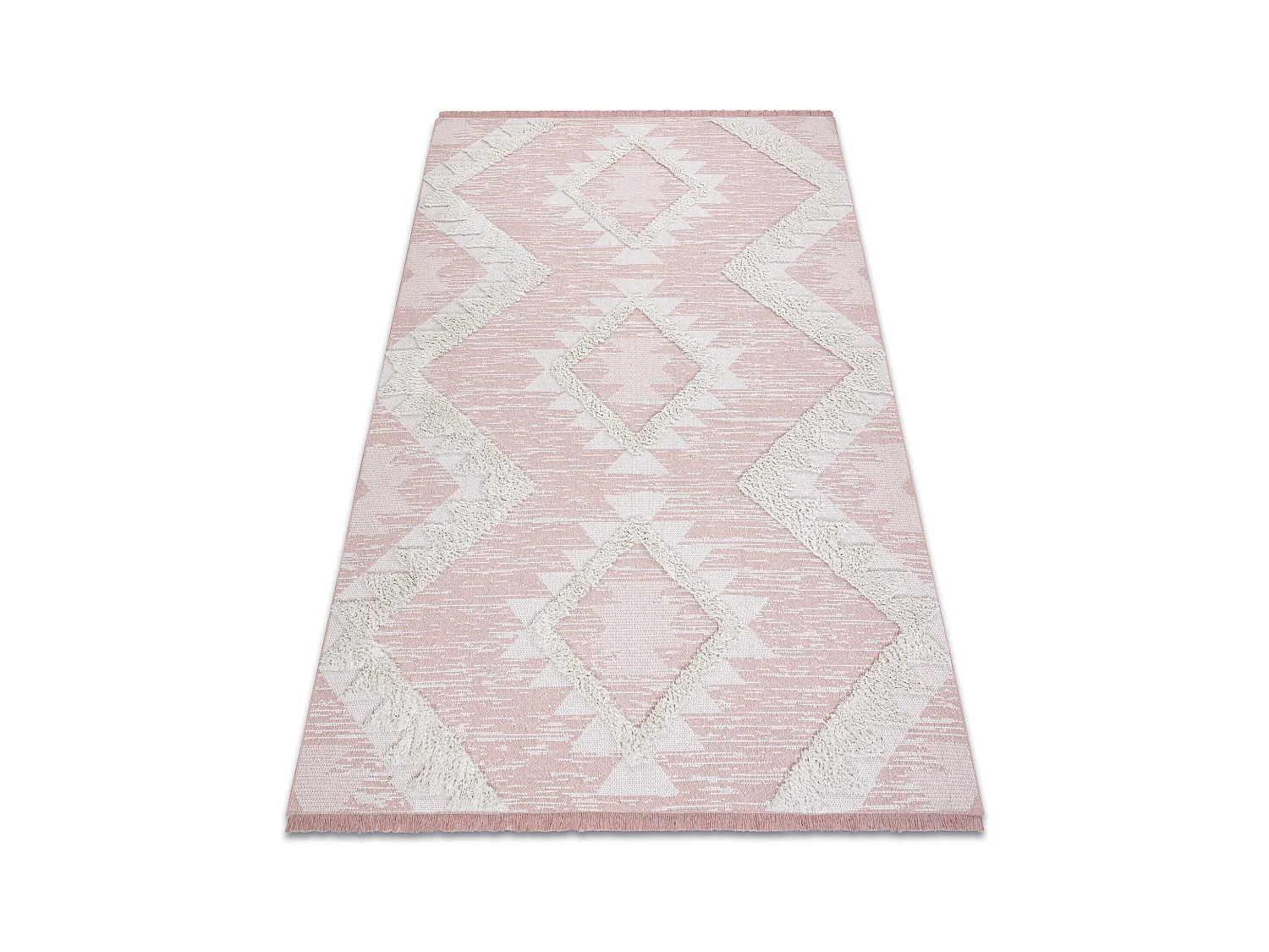 Teppich ÖKO SISAL BOHO MOROC Diamanten 22312 Franse - zwei Ebenen aus 194x290 cm