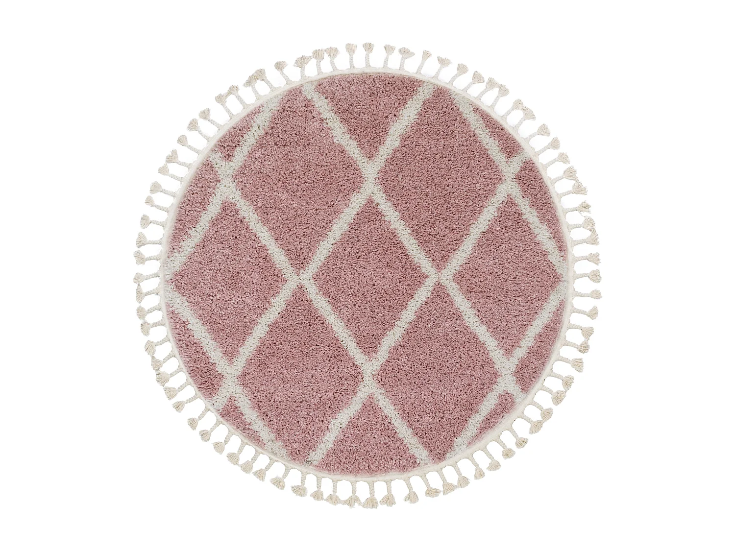 Tapis BERBER TROIK A0010 cercle et blanc Franges berbère marocain sha cercle 120 cm