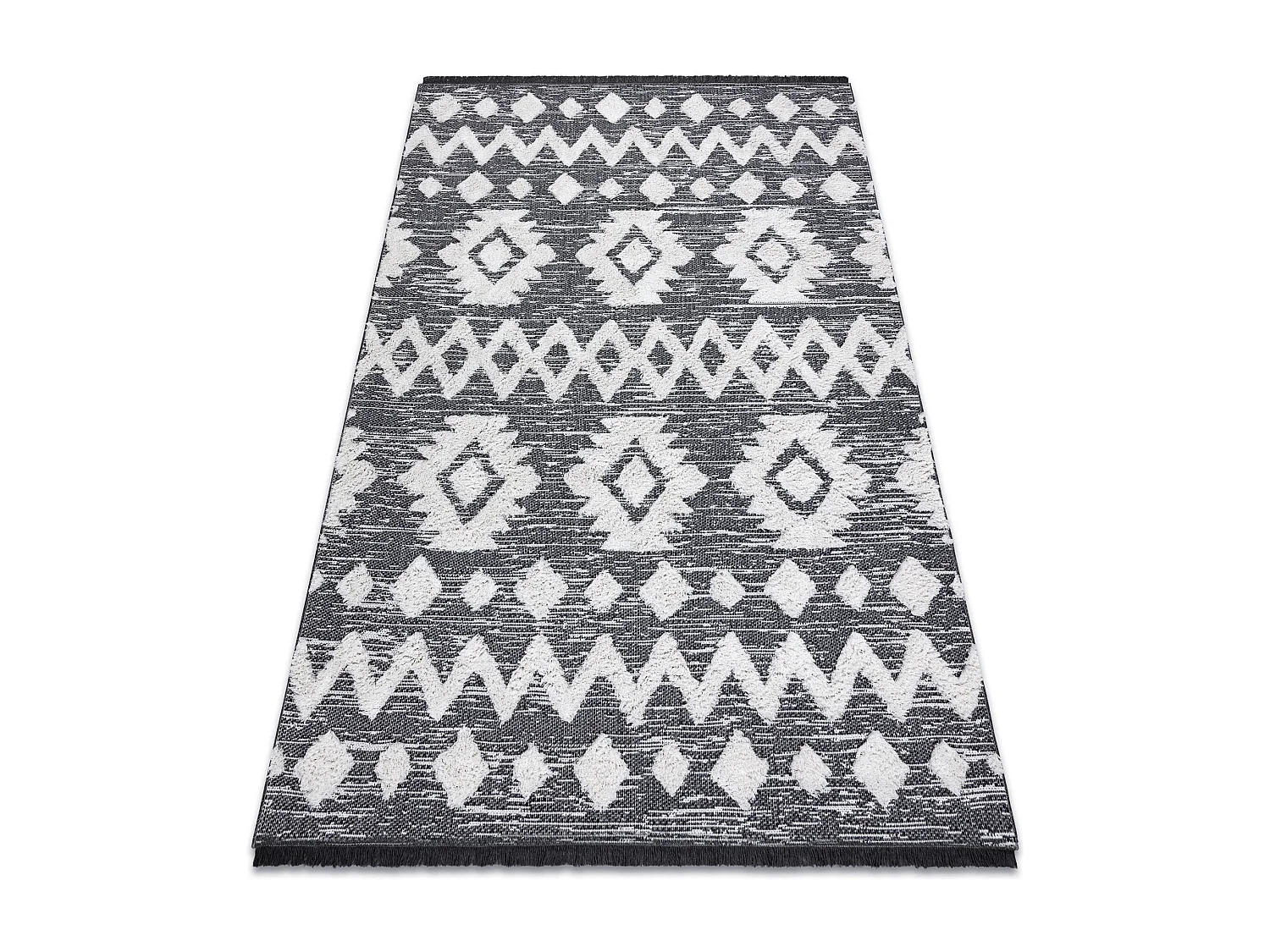 Tappeto ECO SIZAL BOHO MOROC Etno Zigzag 22319 frange - due livelli di 194x290 cm