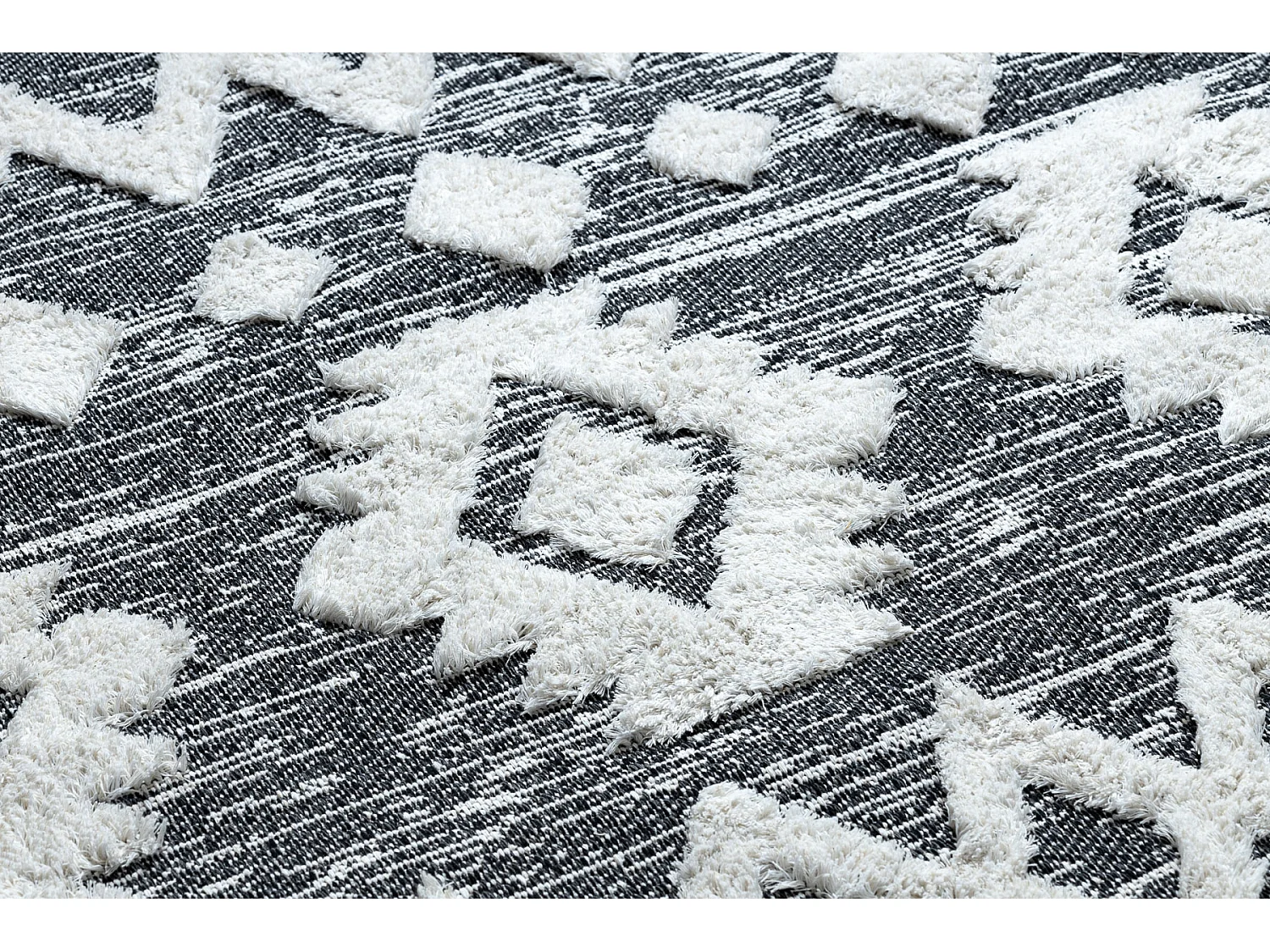 Tappeto ECO SIZAL BOHO MOROC Etno Zigzag 22319 frange - due livelli di 194x290 cm