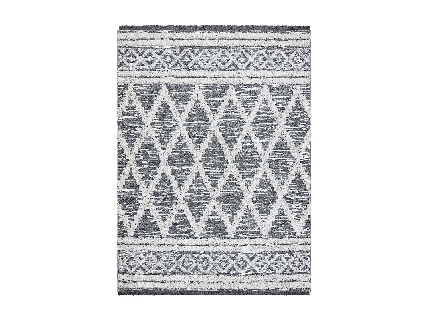 Alfombra ECO sisal BOHO MOROC Diamantes 22297 franjas - dos niveles de 194x290 cm