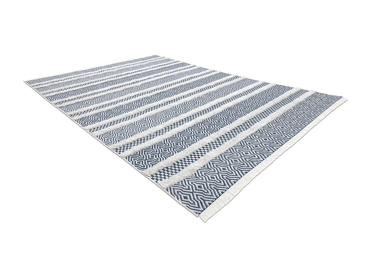 Tappeto ECO SIZAL BOHO MOROC Linee 22328 franges - due livelli di pile 194x290 cm