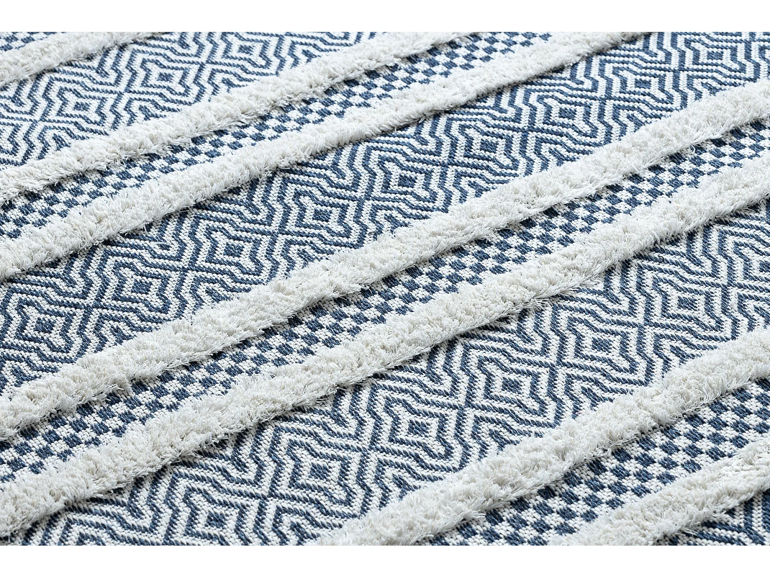 Tappeto ECO SIZAL BOHO MOROC Linee 22328 franges - due livelli di pile 194x290 cm