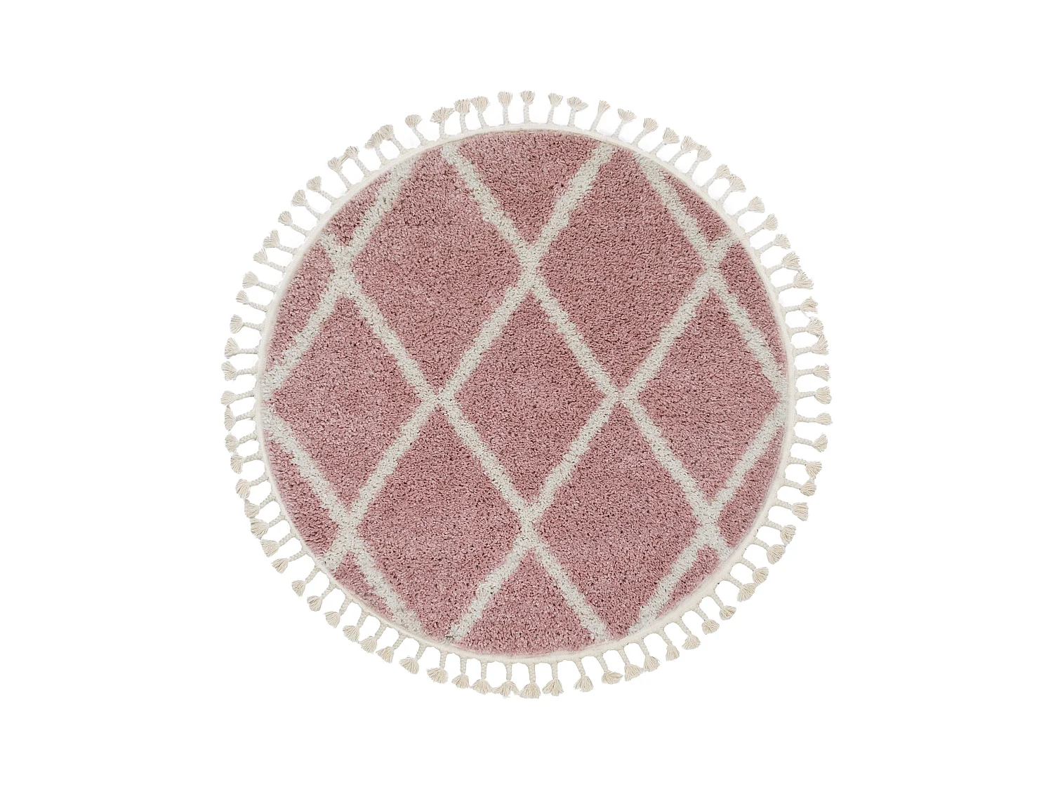 Tapis BERBER TROIK A0010 cercle et blanc Franges berbère marocain sha cercle 160 cm