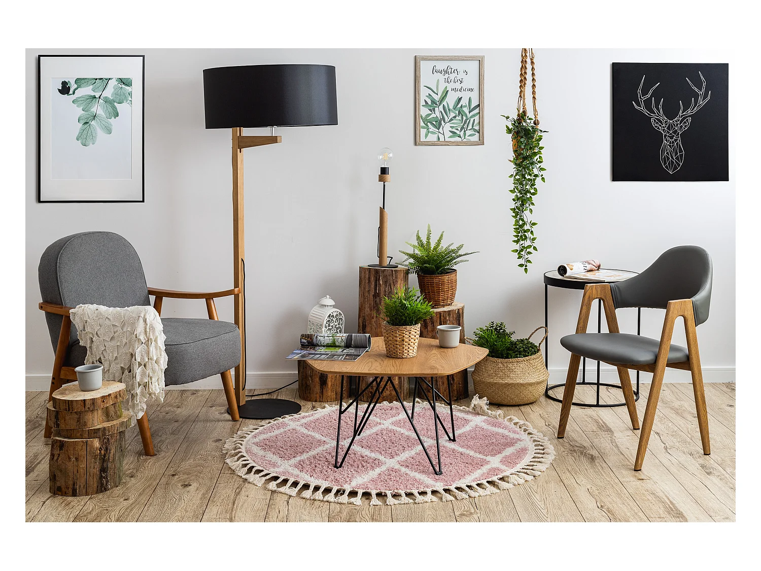 Tapis BERBER TROIK A0010 cercle et blanc Franges berbère marocain sha cercle 160 cm