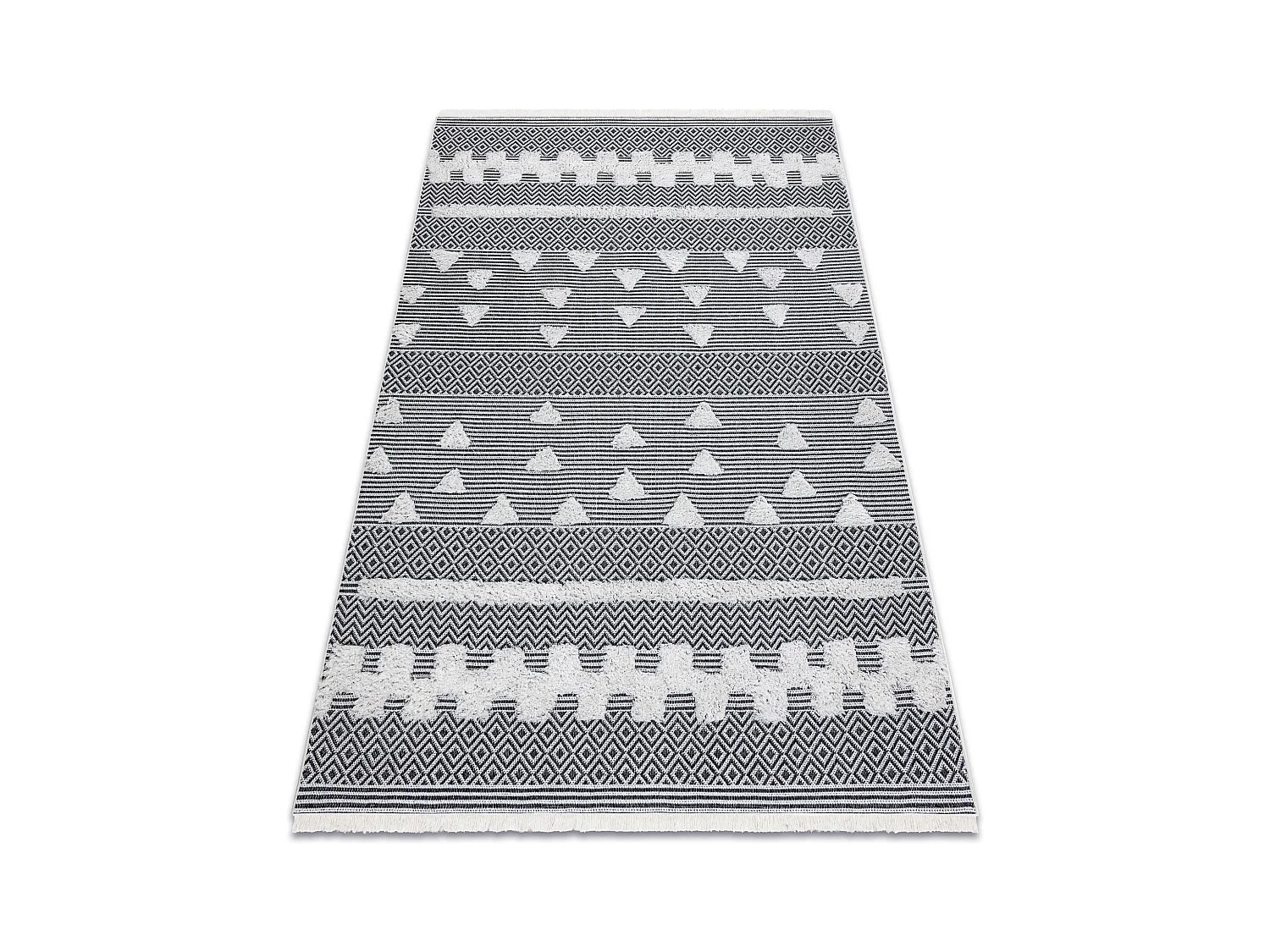 Tapis ECO SIZAL BOHO MOROC Géométrique 22321 franges - deux niveaux  194x290 cm