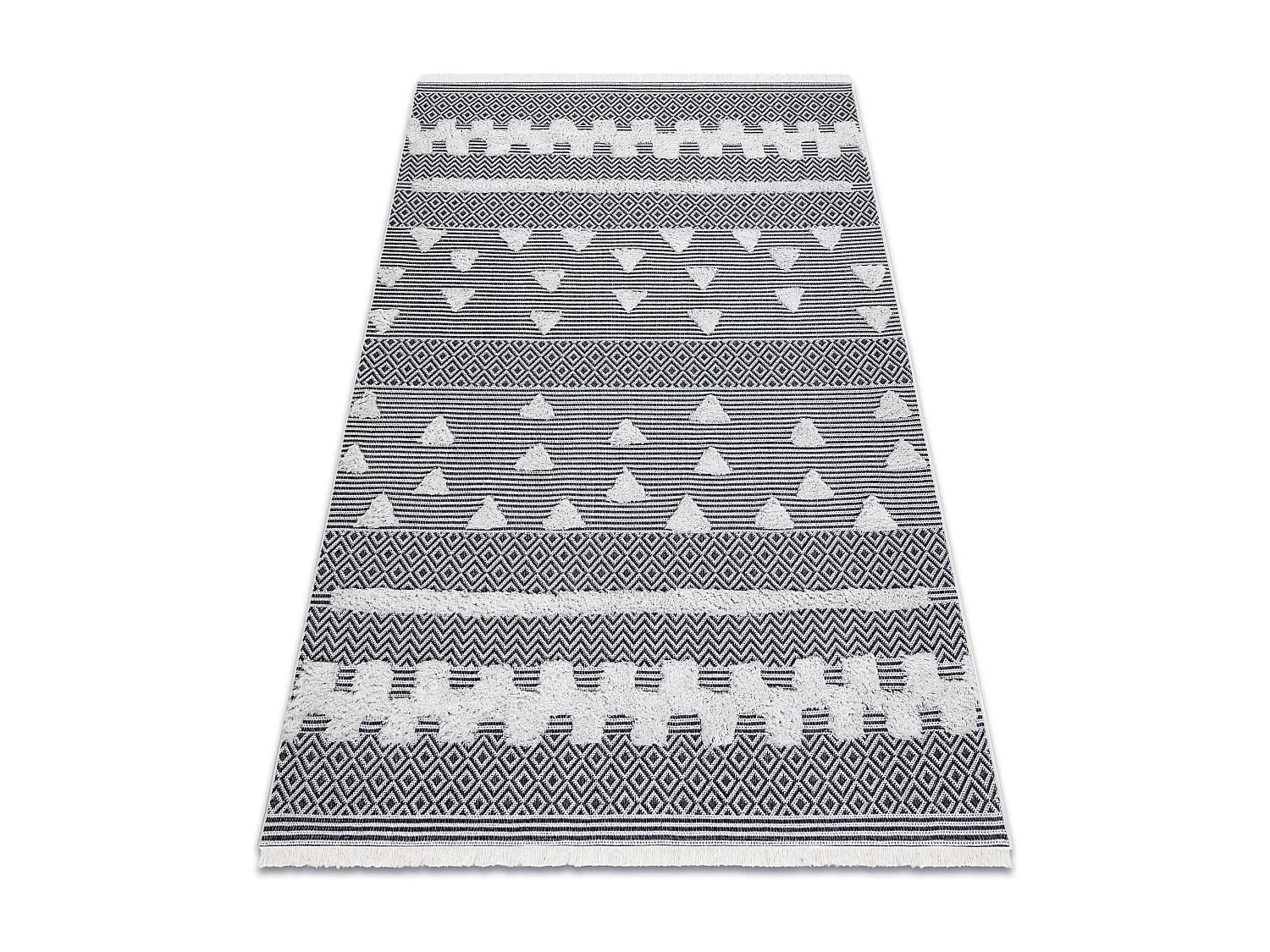 Teppich ÖKO SISAL BOHO MOROC Geometrisch 22321 Franse - zwei Ebenen a 194x290 cm